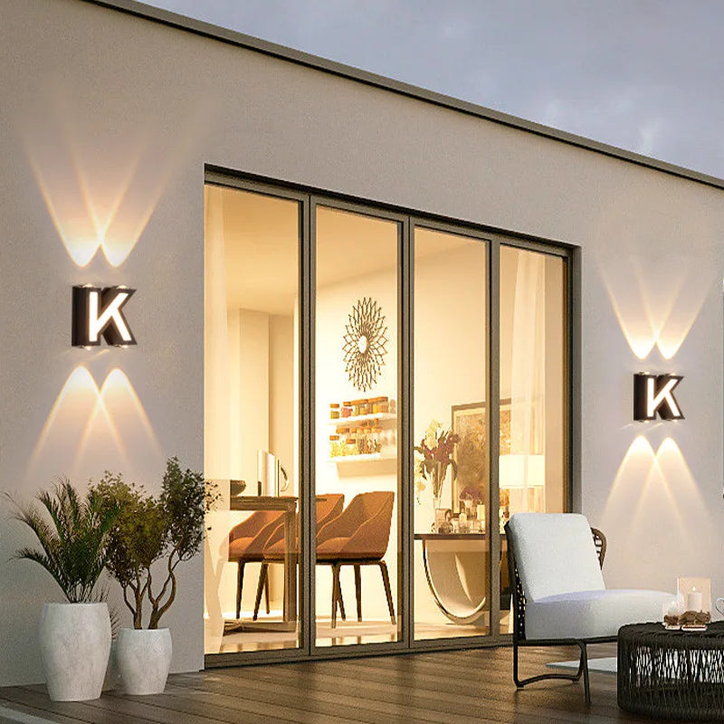 BowLift | LED Outdoor Wall Lamp with Customizable Letter Sign and Energy-Efficient Lighting for Home Entryways and Patios