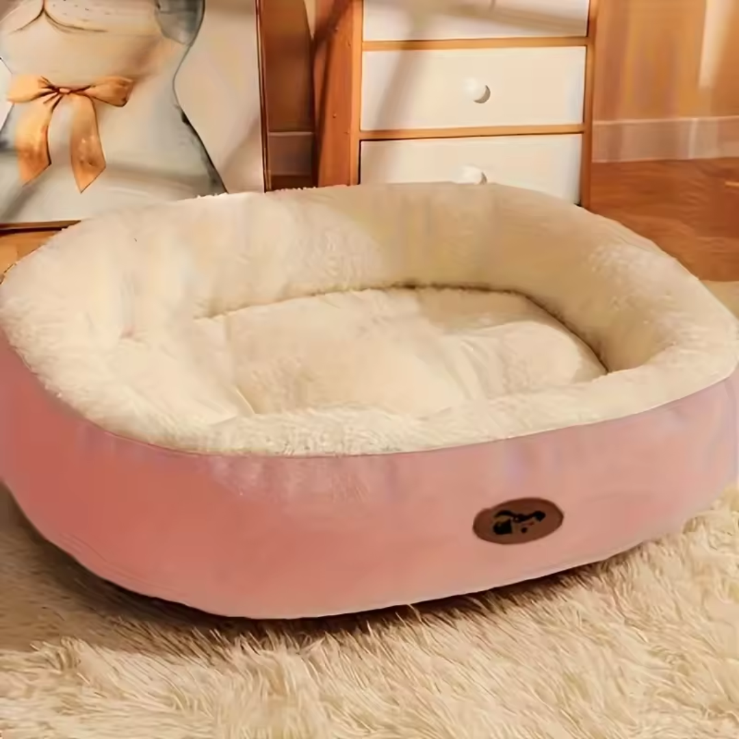Oval Plush Bed for Dogs & Cats Bowlift