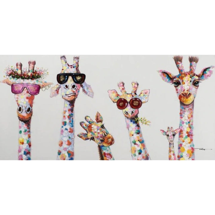 Cartoon Giraffes - Canvas Wall Art Painting | Bowlift