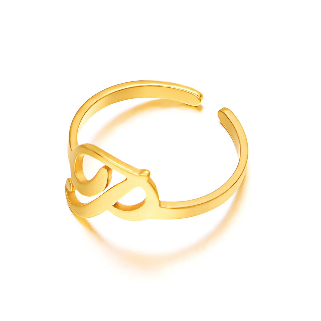 BowLift | Adjustable Italic Cursive Letter Initial Ring