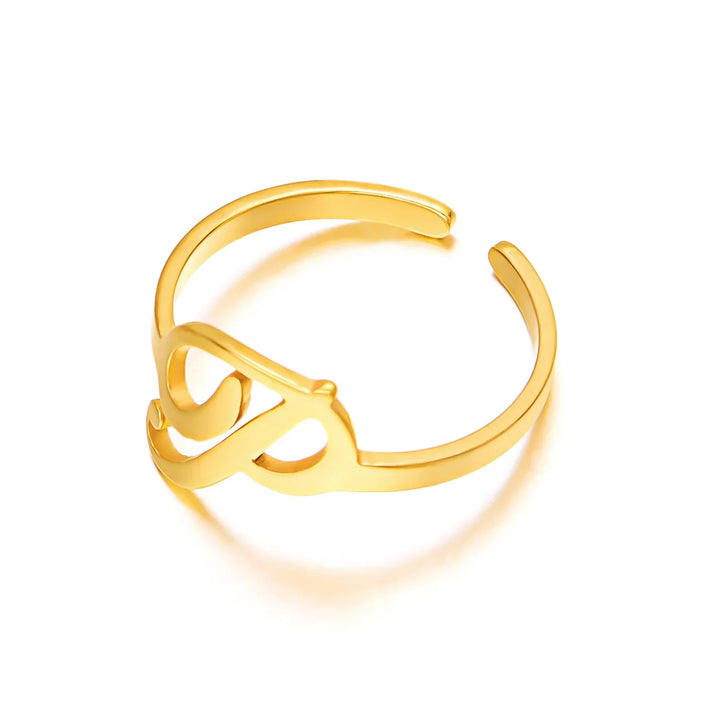 BowLift | Adjustable Italic Cursive Letter Initial Ring
