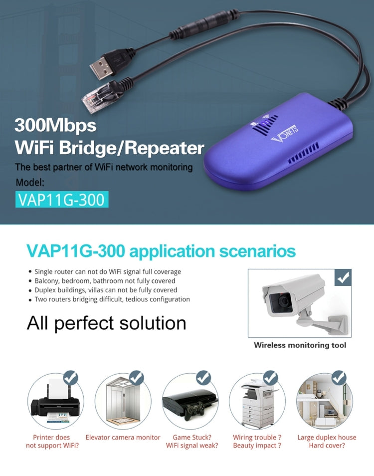 BowLift | VONETS VAP11G-300 Mini WiFi 300Mbps Bridge WiFi Repeater, Best Partner for IP Device / IP Camera / IP Printer / XBOX / PS3 / IPTV / Skybox (Blue)