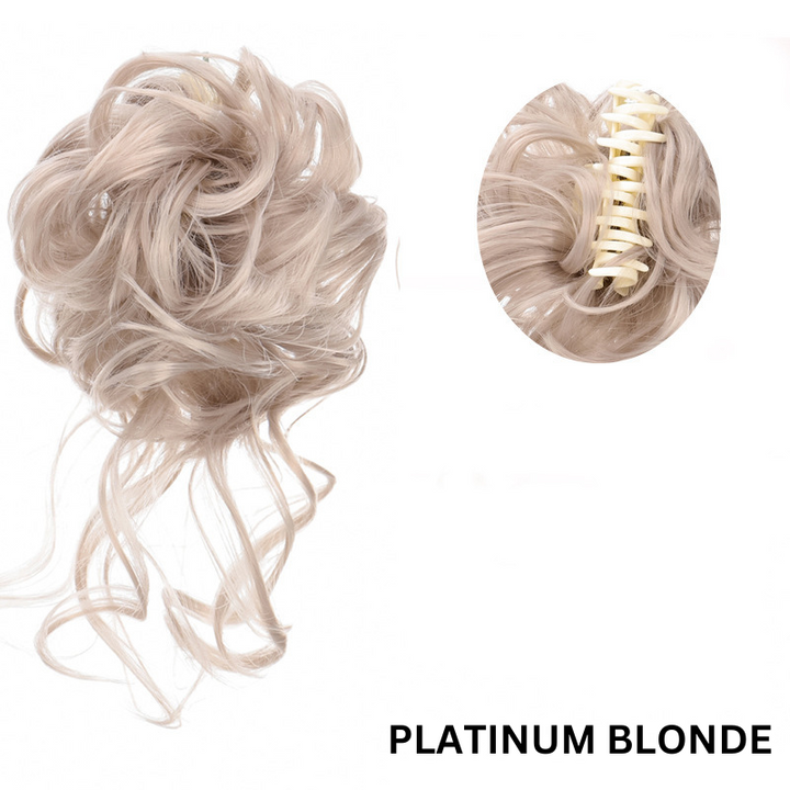 Messy Bun Hair Wavy Curly with Claw Clip Super Natural Look Bowlift