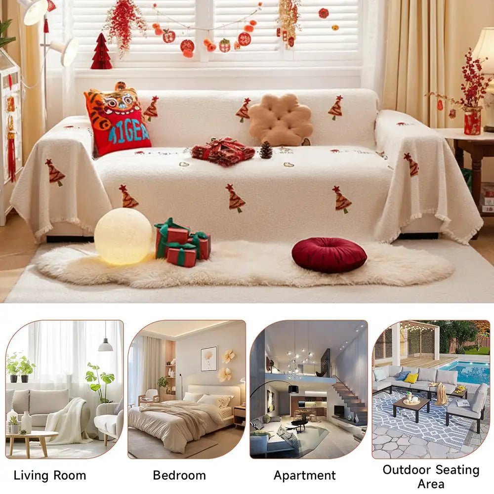BowLift | Christmas plush sofa blanket with festive tree design and ultra-soft comfort