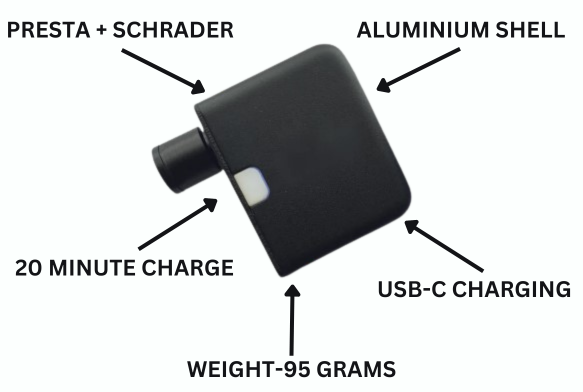 BowLift | Ultra-Compact Mini Electric Bicycle Pump with Type-C Rechargeable Battery – Fits Schrader & Presta Valves