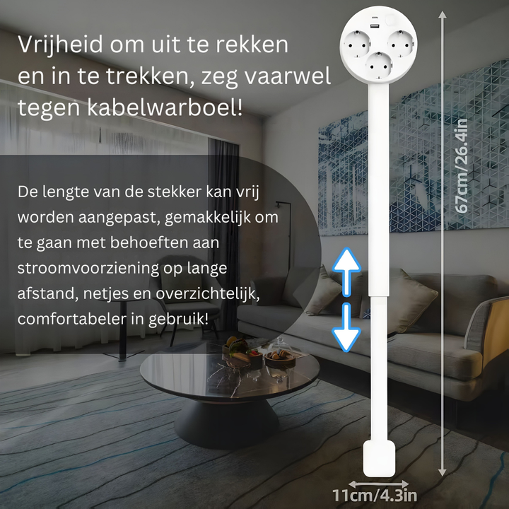 BowLift | Extendable Wall Socket Arm – Flexible Power Source with USB and Rotation