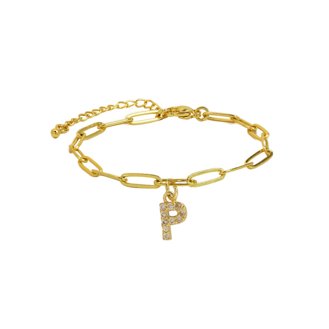 BowLift | Dainty Paperclip Letter Initial Bracelet