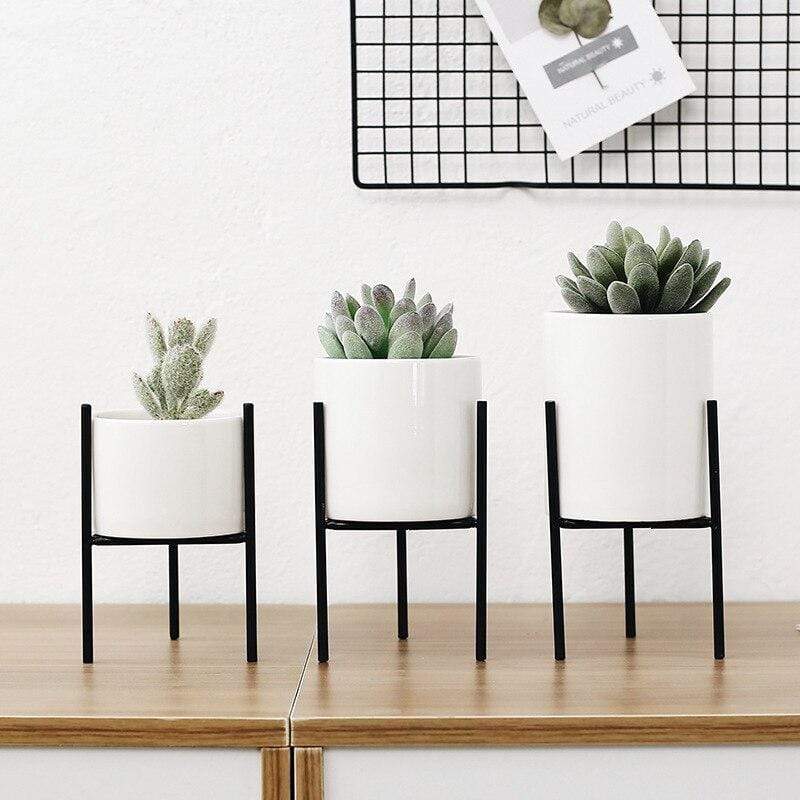 Pack of 3 mid-century floral planters Bowlift