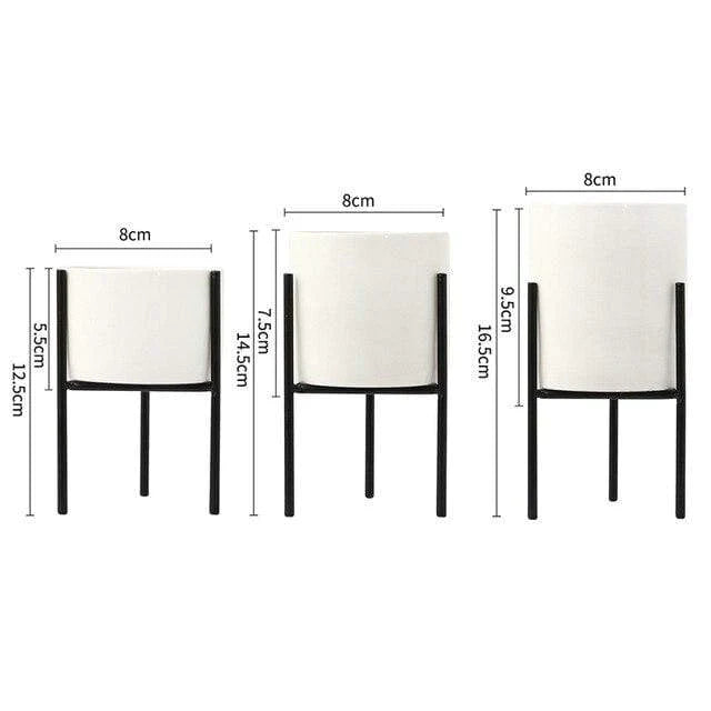 Pack of 3 mid-century floral planters Bowlift