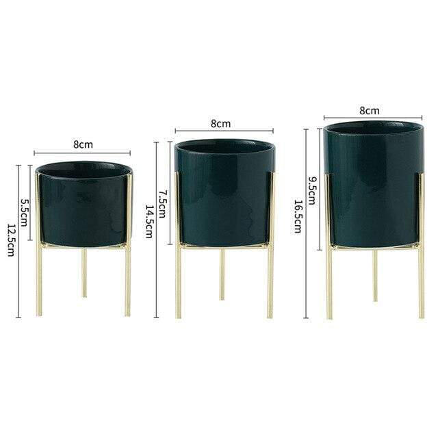 Pack of 3 mid-century floral planters Bowlift