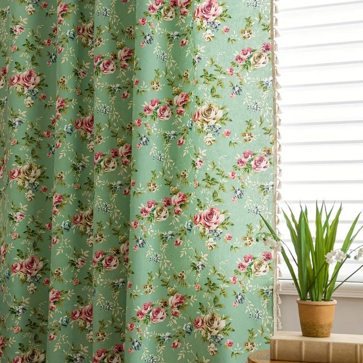 BowLift | Pastoral Green Rose Tassel Curtain