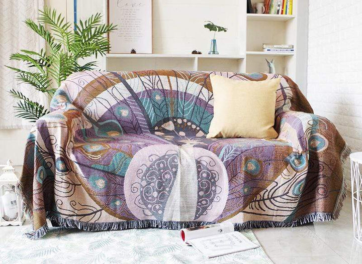 Peacock Throw Thread Blanket Bowlift
