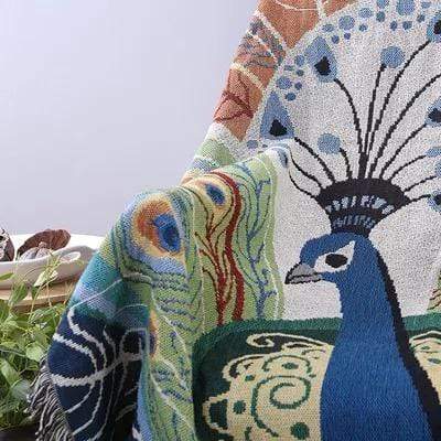 Peacock Throw Thread Blanket Bowlift