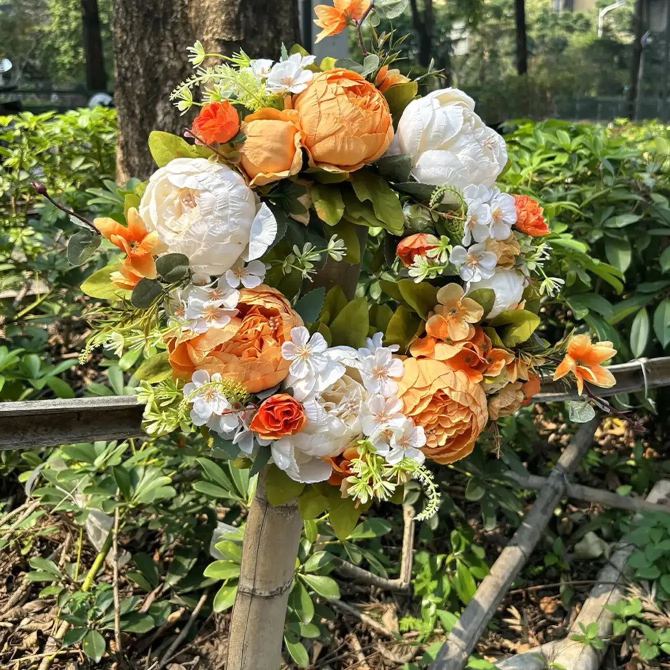 BowLift | AutumnGlow Autumn Wreath - Artificial Wreath with Realistic Peonies for Outdoors