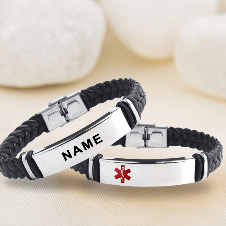 BowLift | Leather and Stainless Steel ID Bracelet with Engraving