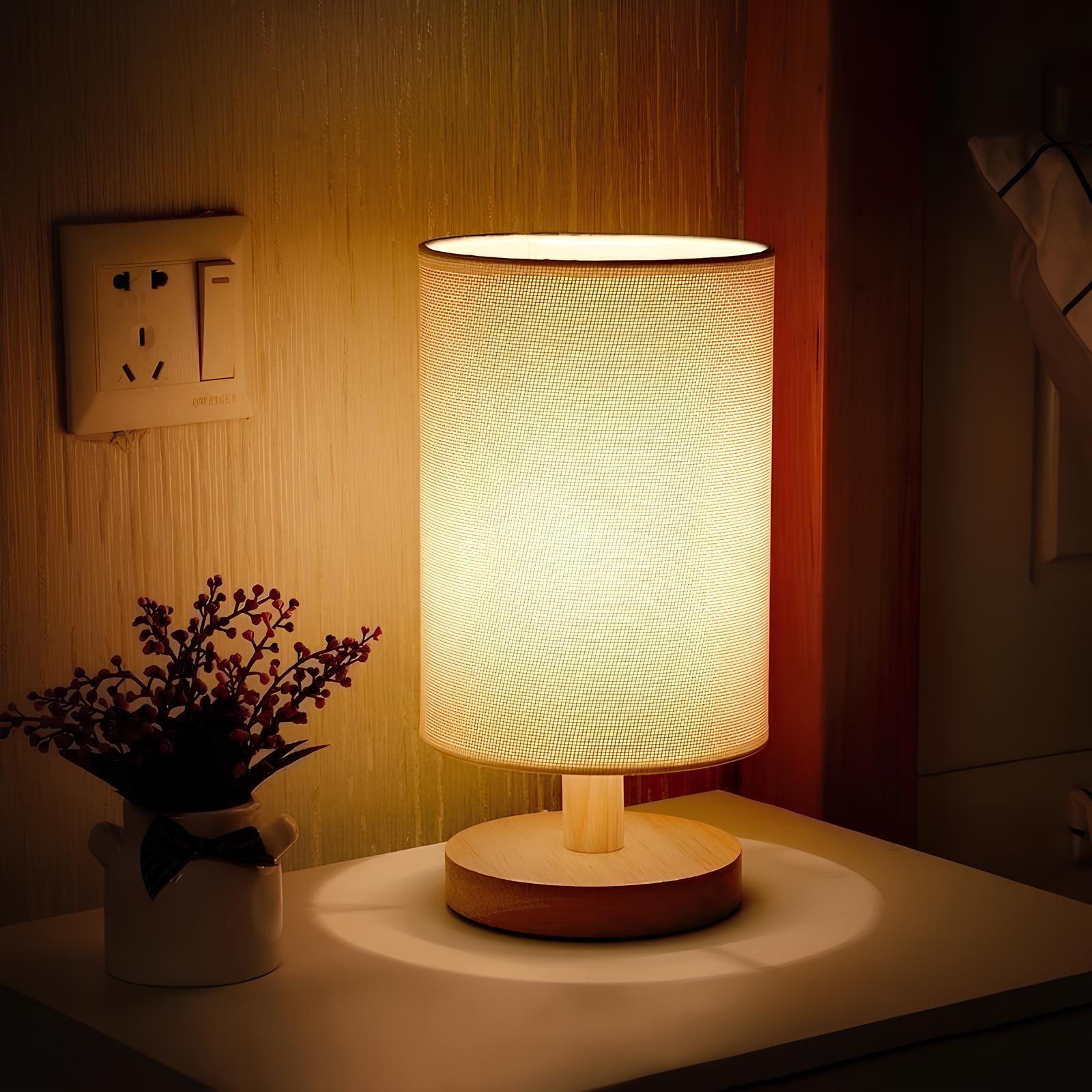 BowLift | Table Lamp Natural Wood Fabric Dimmable Light