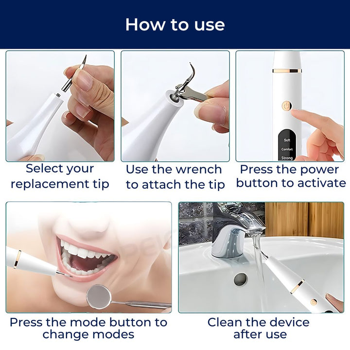 PlaqueFree Plaque Remover for teeth | Ultrasonic Teeth Cleaner - Tartar Remover from Home - Deep Teeth Cleaning and Polish Bowlift