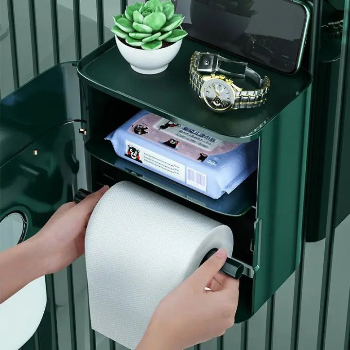 BowLift | Space-saving, wall-mounted bathroom organizer