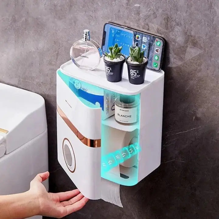 BowLift | Space-saving, wall-mounted bathroom organizer
