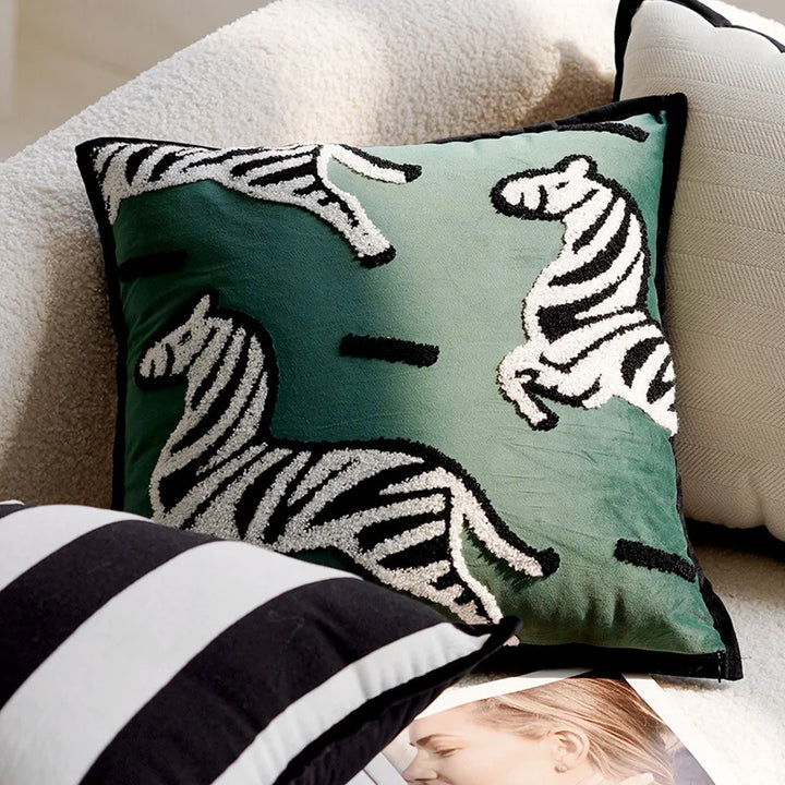 Plush Embroidered Nordic Cushion Covers Modern Simple Woven Cute Animal Design Throw Pillow Cover For 45x45cm Sofa Cushions | Bowlift