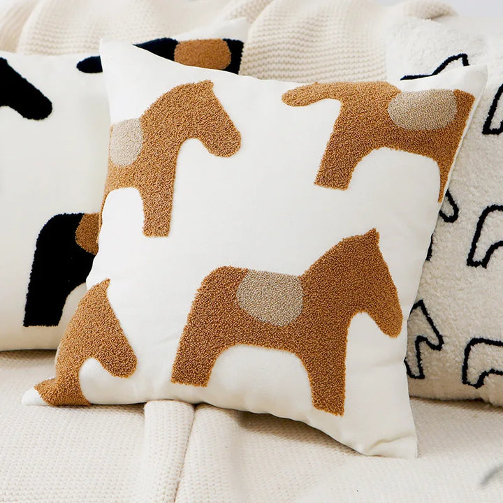 Plush Embroidered Nordic Cushion Covers Modern Simple Woven Cute Animal Design Throw Pillow Cover For 45x45cm Sofa Cushions | Bowlift