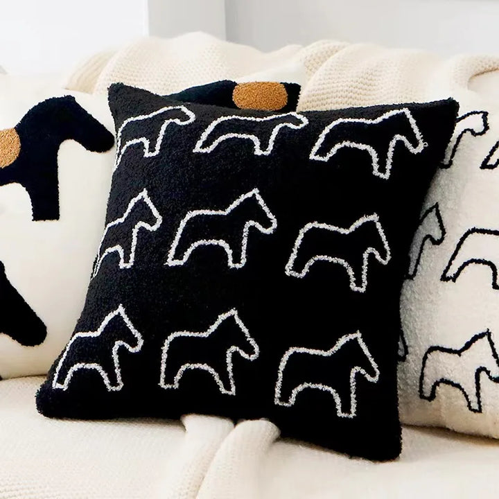 Plush Embroidered Nordic Cushion Covers Modern Simple Woven Cute Animal Design Throw Pillow Cover For 45x45cm Sofa Cushions | Bowlift