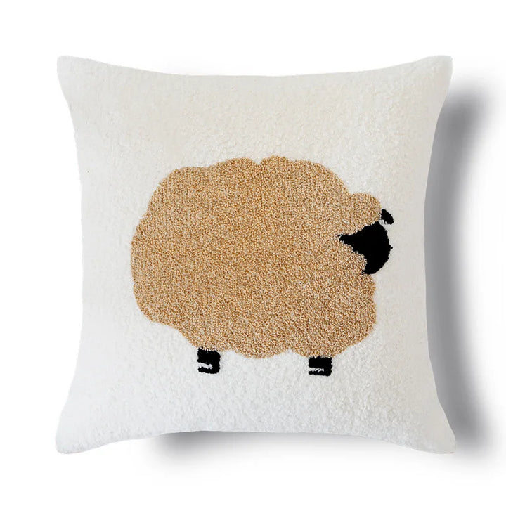 Plush Embroidered Nordic Cushion Covers Modern Simple Woven Cute Animal Design Throw Pillow Cover For 45x45cm Sofa Cushions | Bowlift