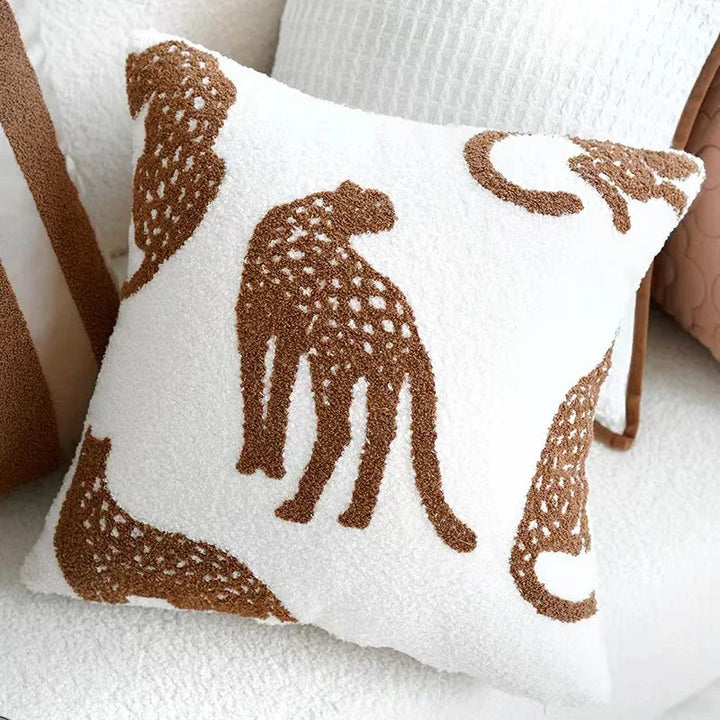 Plush Embroidered Nordic Cushion Covers Modern Simple Woven Cute Animal Design Throw Pillow Cover For 45x45cm Sofa Cushions | Bowlift