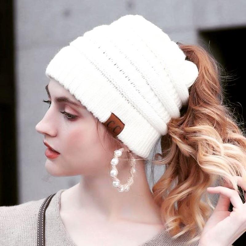 Soft Knit Ponytail Beanie Hat | Bowlift
