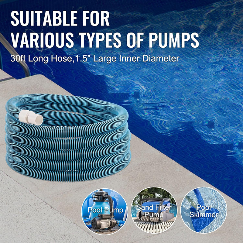 BowLift | Heavy Duty Pool Hose, 1-1/2" x 30', Pool Vacuum Cleaner Hose, Compatible with Above Ground Pools, Inground Pools, Sand Filter Pumps, Pool Pumps, Pool Skimmers, Various Cleaning Products