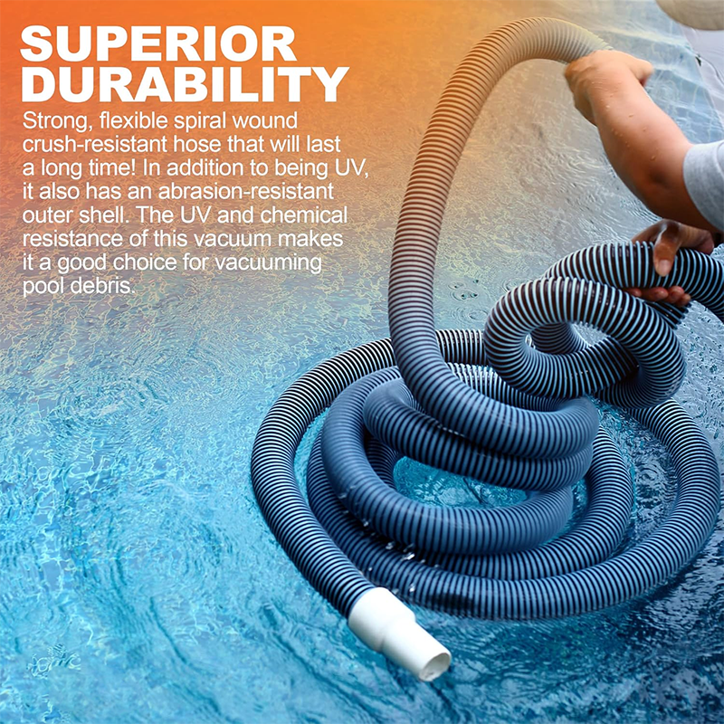 BowLift | 15 Feet Commercial Grade Pool Vacuum Hose - Above Ground and Inground Pool Vacuum Hose - Fits Most Vacuum Heads - Includes Swivel Head - Premium Pool Accessories
