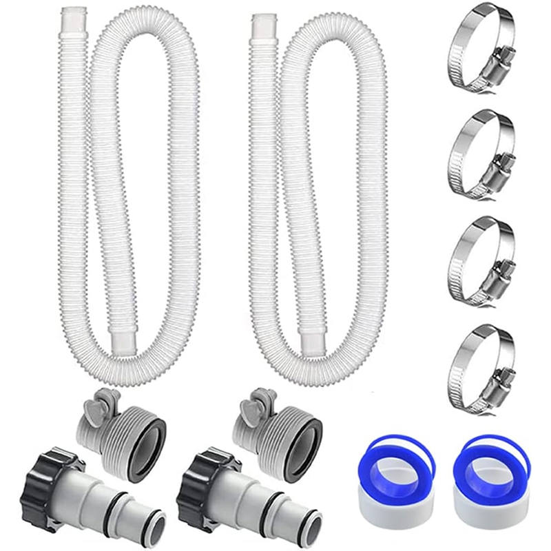 BowLift | Swimming Pool Replacement Hose Kit for Above Ground Pools, Swimming Pool Filter Hose with 4 Pcs Hose Clamps 2 Pcs 1.25" to 1.5" Type B Hose Adapter 2 Pcs Replacement Hose Adapter w/Collar