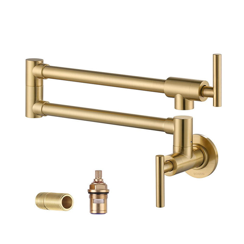 BowLift | Gold Single Cold Kitchen Stove Double Switch Folding Faucet Wall Mounted Swing Faucet