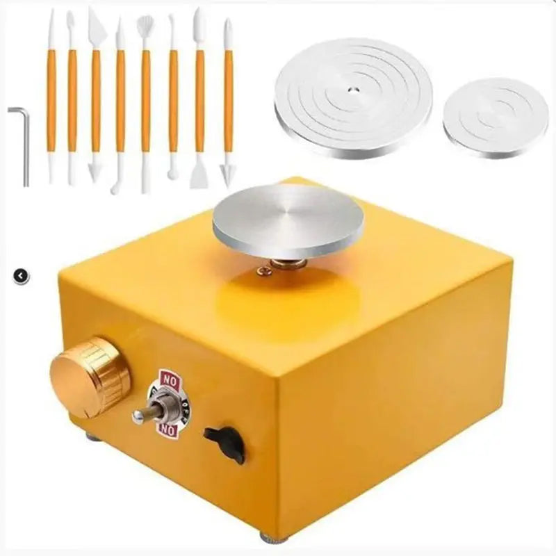 BowLift | Mini 30W Ceramic Wheel Adjustable Speed Clay Machines Electric Sculpting Kits With 3 Turntables Trays