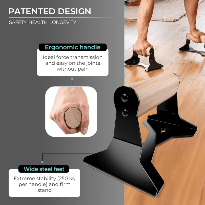 BowLift | Ergonomic wooden parallettes for safe push-up training