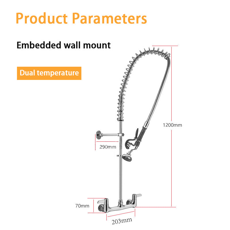 BowLift | Kitchen Hot And Cold Water Faucet, Hand-Held Pre-Rinse Shower Spray Gun, High-Pressure Shower, Commercial Dishwasher