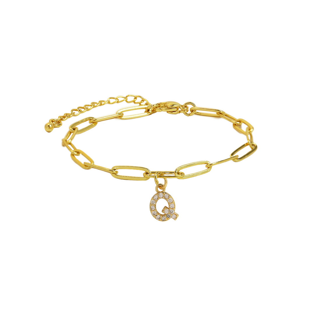 BowLift | Dainty Paperclip Letter Initial Bracelet