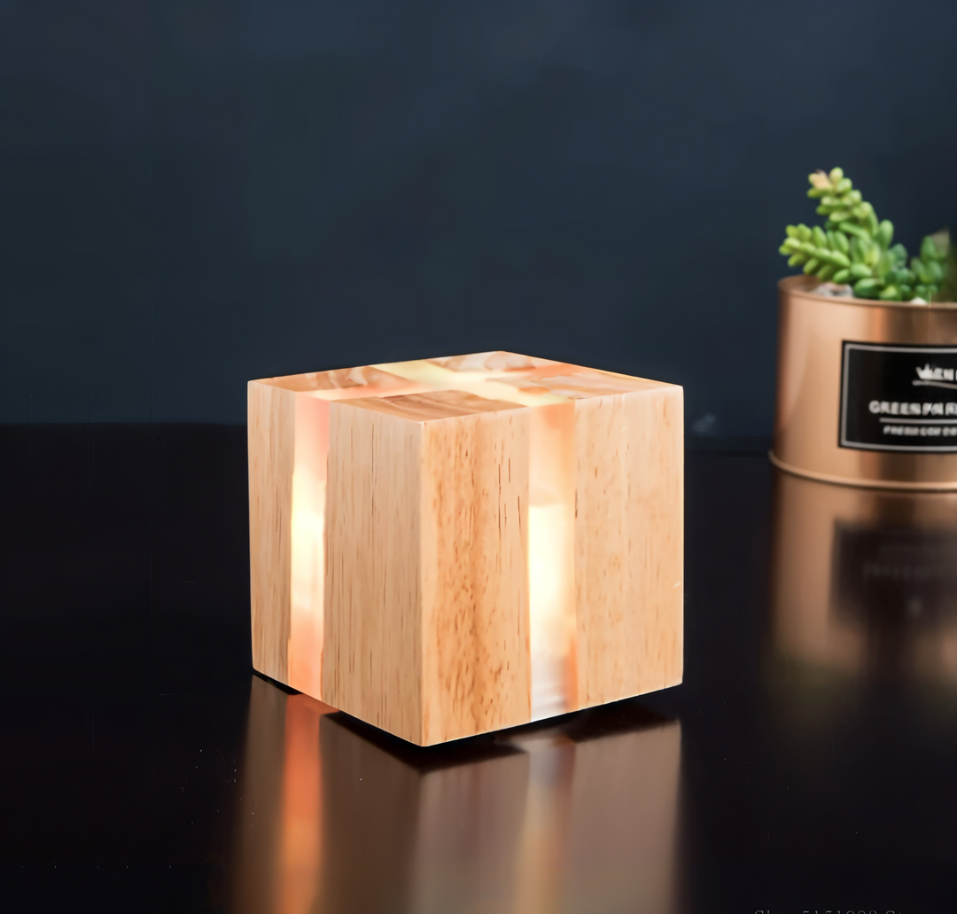 BowLift | QuadCrackle Wooden Wall Light – Handcrafted LED Wall Lamp with Artistic Crackle Design