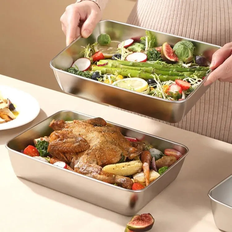 BowLift | Square Stainless Steel Storage Plate with Lid for the Kitchen