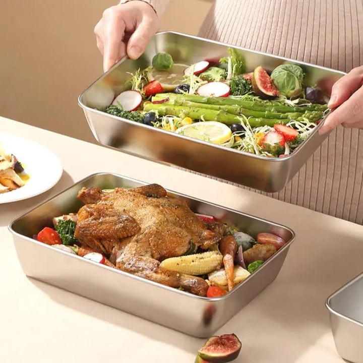 BowLift | Square Stainless Steel Storage Plate with Lid for the Kitchen