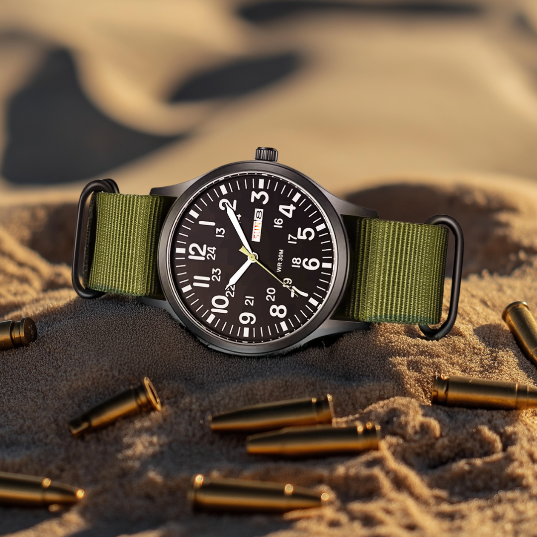BowLift | Men’s Rugged Outdoor Watch – Waterproof Military-Style Stainless Steel Timepiece