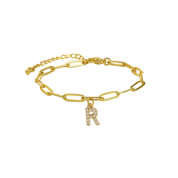 BowLift | Dainty Paperclip Letter Initial Bracelet