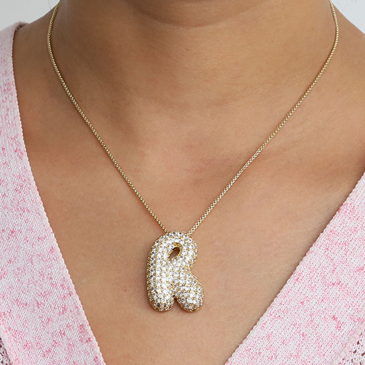 BowLift | Chunky Bubble Diamond Dazzle Initial Necklaces