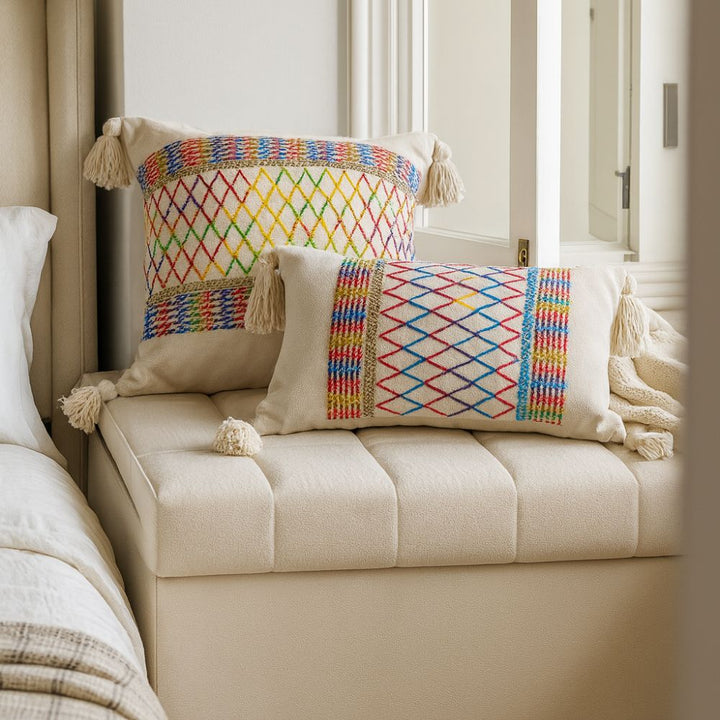 BowLift | Rainbow Lattice Tassel Cushion Cover