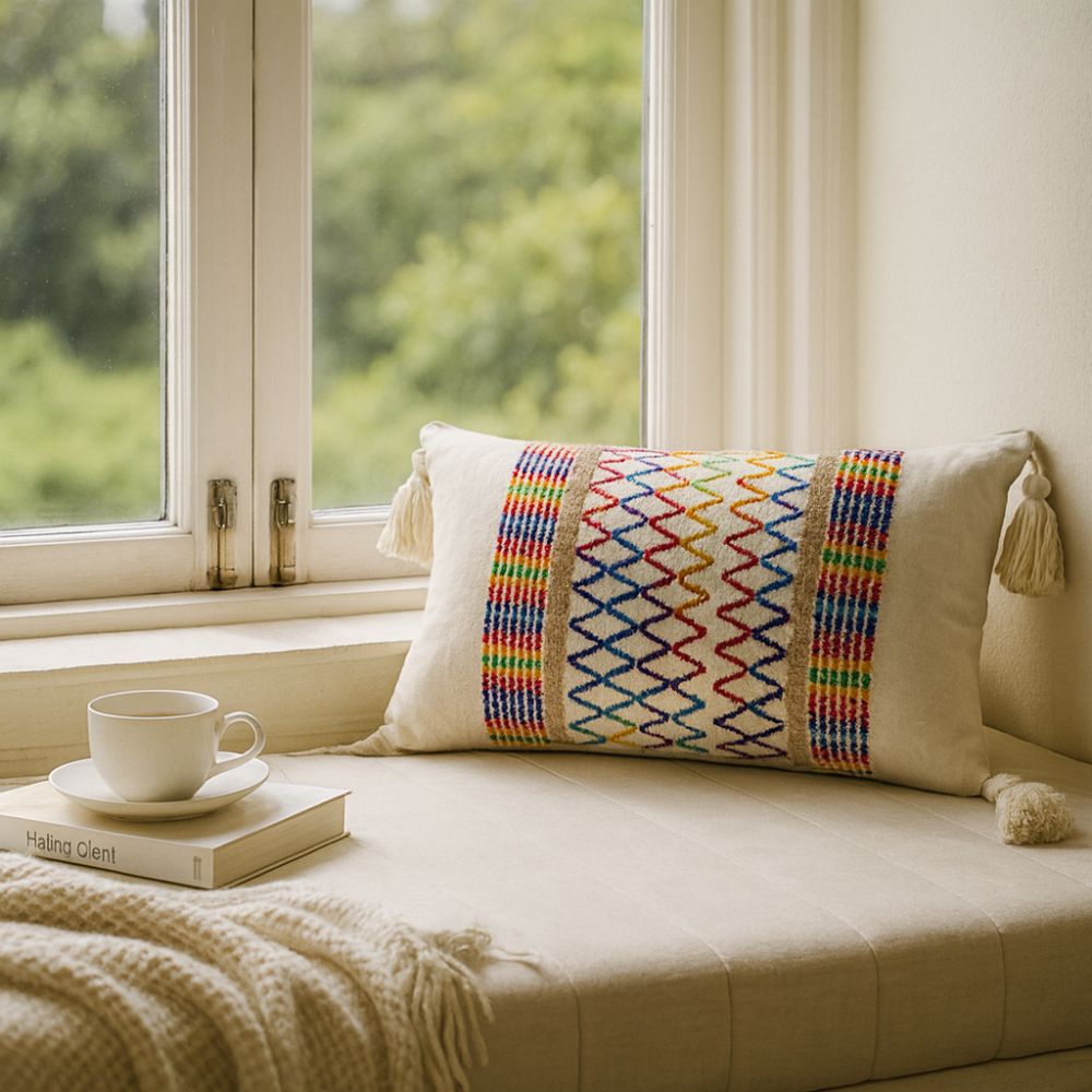 BowLift | Rainbow Lattice Tassel Cushion Cover