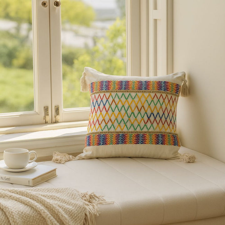 BowLift | Rainbow Lattice Tassel Cushion Cover