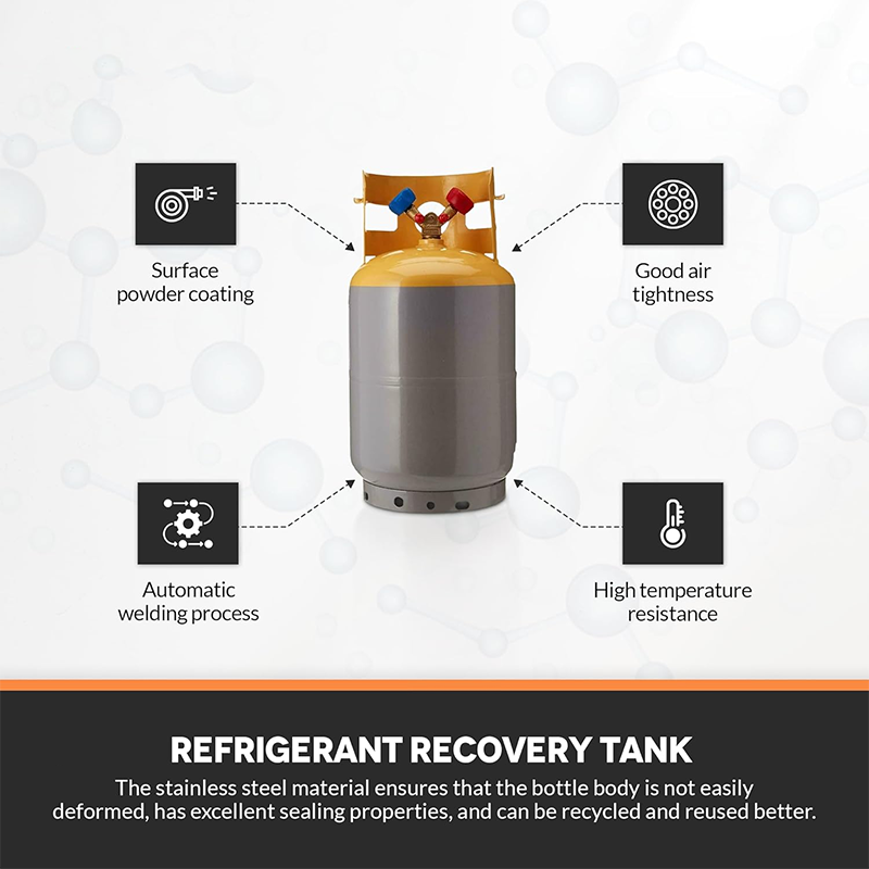 BowLift | Recovery Cylinder Refrigerant Recovery Canister, Collar Design for Easy Operation, 3/4" NPT Opening Powder Coated Pre-Charged Recovery Cylinder HVAC for CFC, HFC, HCFC, 50LB