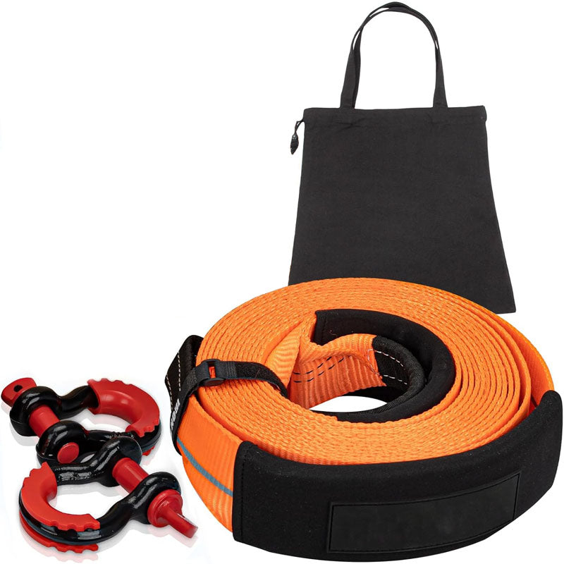 BowLift | 3'' × 30ft Recovery Straps Heavy Duty Recovery Straps Kit 36,000 lb Capacity 4x4 Towing Rope + Heavy Duty 3/4 Shackles (2pcs) + Storage Bag