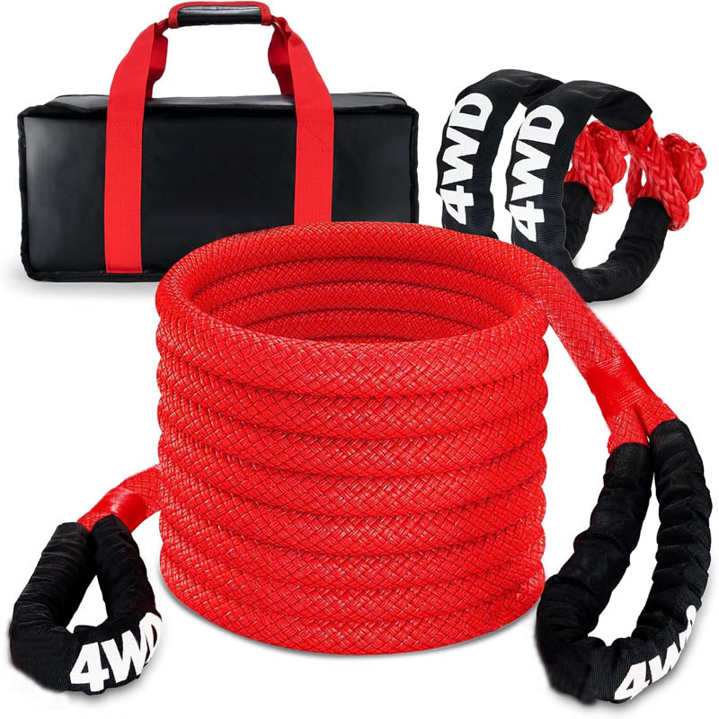 BowLift | Recovery Straps 1" x 30' Kinetic Recovery Tow Rope 48,000 lbs Snatch Strap with 2pcs Soft Shackles for Offroad Vehicle, Jeep, Tractor Elastic Ropes Kit