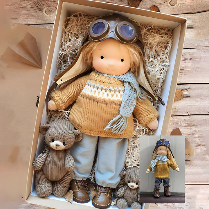 BowLift | Handmade Waldorf doll for creative play – Natural materials, 30 cm